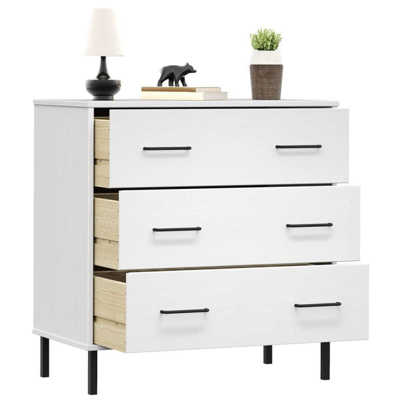 vidaXL Komoda s 3 zásuvkami biela 77x40x79,5 cm masívne drevo OSLO