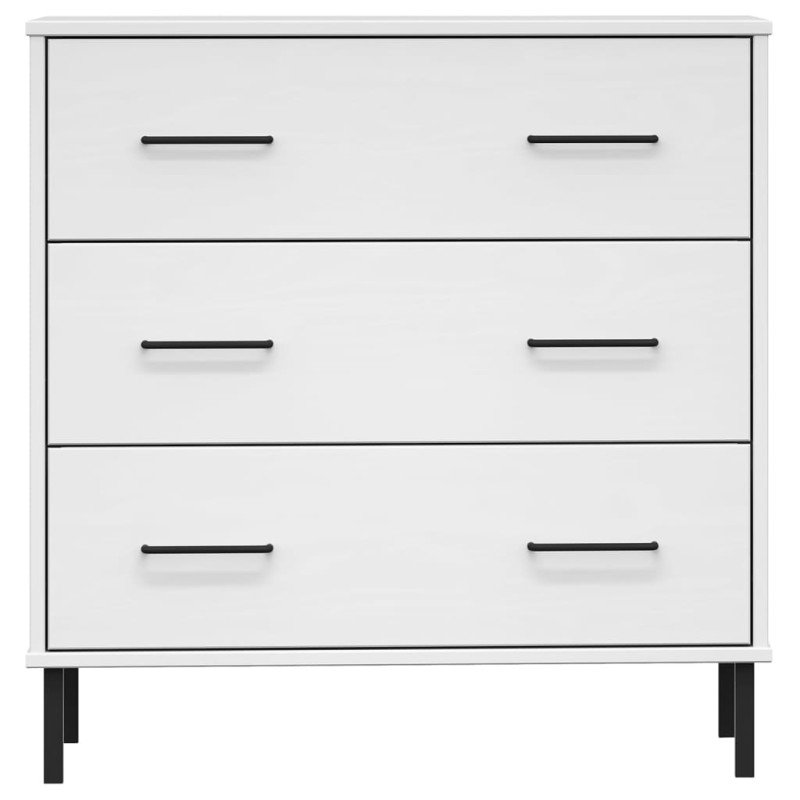 vidaXL Komoda s 3 zásuvkami biela 77x40x79,5 cm masívne drevo OSLO
