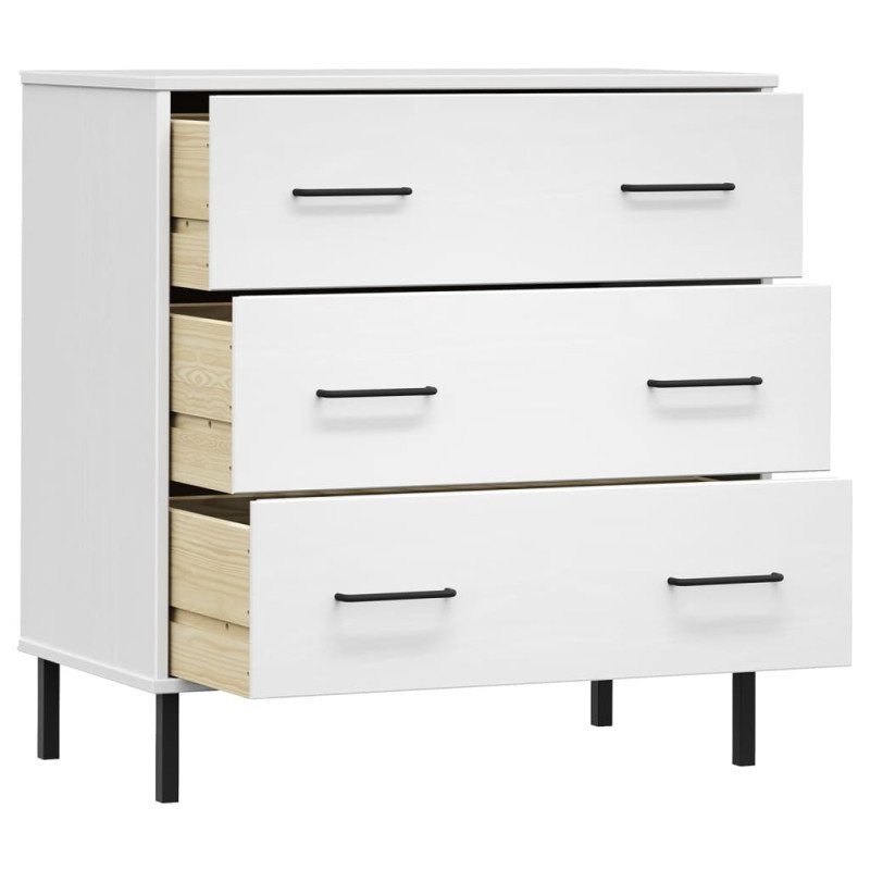 vidaXL Komoda s 3 zásuvkami biela 77x40x79,5 cm masívne drevo OSLO