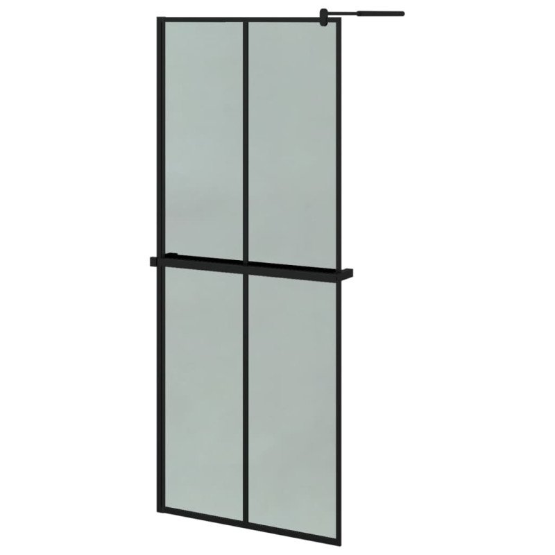 vidaXL Sprchová stena s policou čierna 80x195 cm ESG sklo a hliník