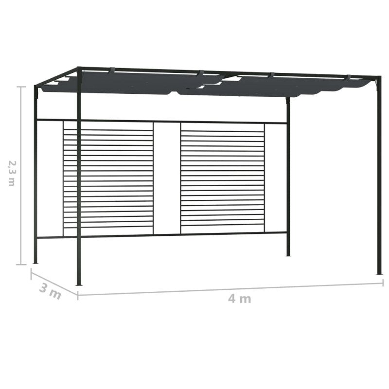 vidaXL Altánok so zaťahovacou strieškou 4x3x2,3 m antracitový 180 g/m²