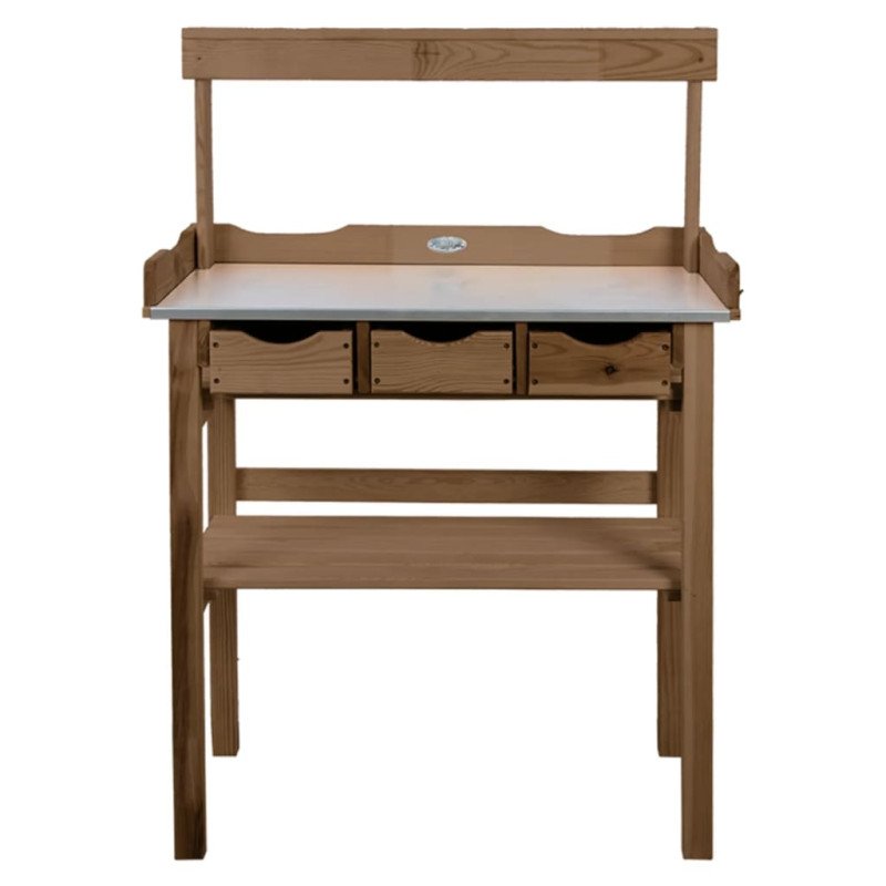 Esschert Design Presádzací stolík so zásuvkou a stojanom hnedý