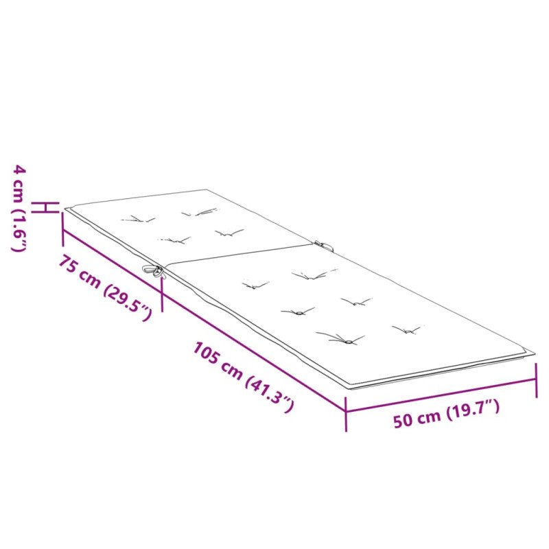 vidaXL Podložka na kreslo na terasu, červené kocky (75+105)x50x3 cm