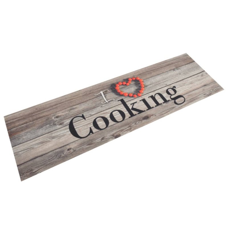 vidaXL Kuchynský koberec umývateľný Cooking sivý 45x150 cm zamat