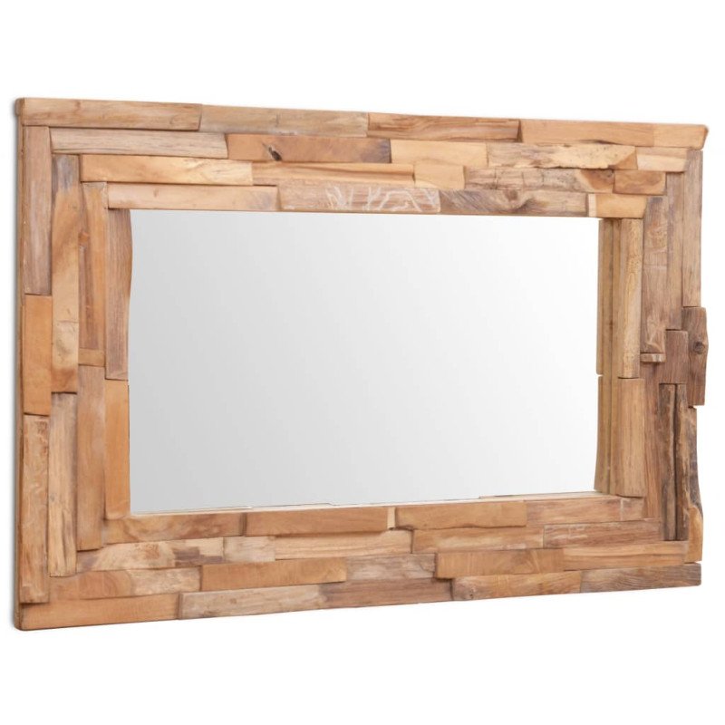 vidaXL Dekoratívne zrkadlo, teakové drevo 90x60 cm, obdĺžnikové