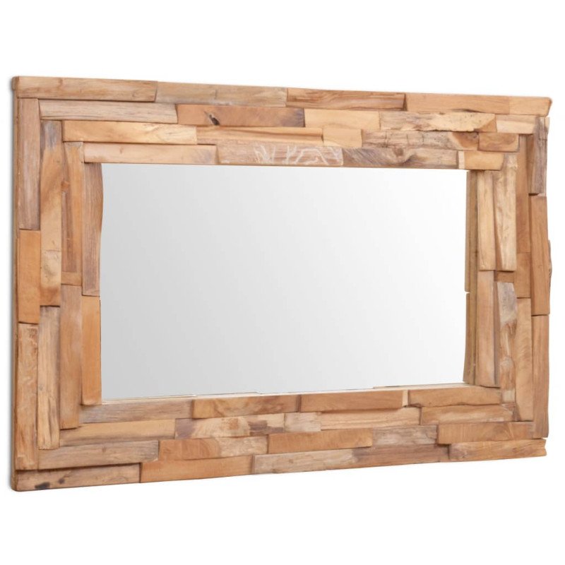 vidaXL Dekoratívne zrkadlo, teakové drevo 90x60 cm, obdĺžnikové