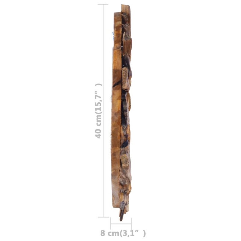 vidaXL Nástenné zrkadlo 40 cm okrúhle teakové drevo