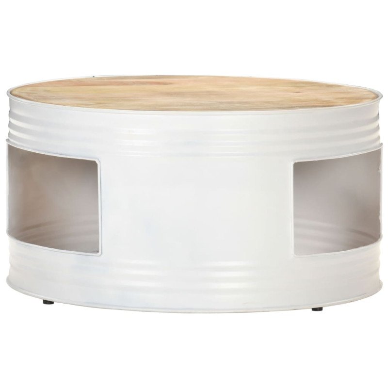 vidaXL Konferenčný stolík biely 68x68x36 cm masívne mangovníkové drevo