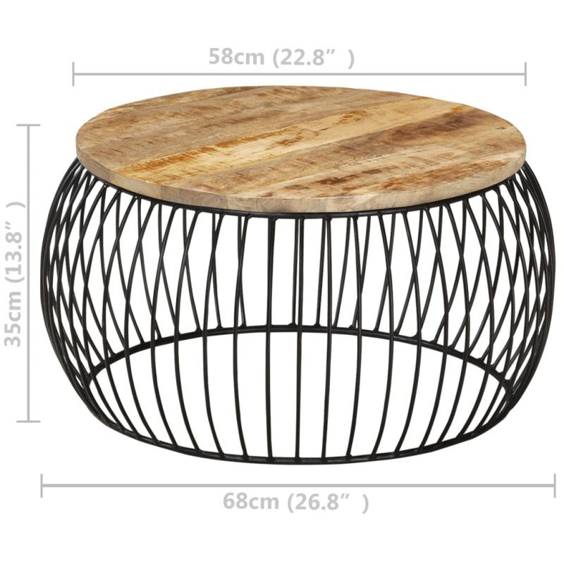 vidaXL Konferenčný stolík Ø68 cm surové mangovníkové drevo 