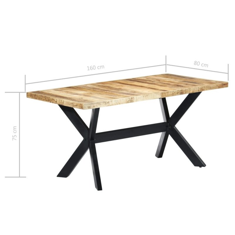 vidaXL Jedálenský stôl 160x80x75 cm masívne surové mangovníkové drevo