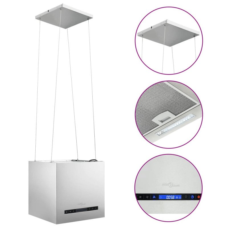 vidaXL Závesný ostrovný digestor s dotykovým senzorom LCD 37 cm nehrdzavejúca oceľ 