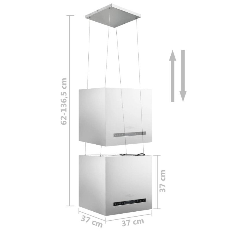 vidaXL Závesný ostrovný digestor s dotykovým senzorom LCD 37 cm nehrdzavejúca oceľ 