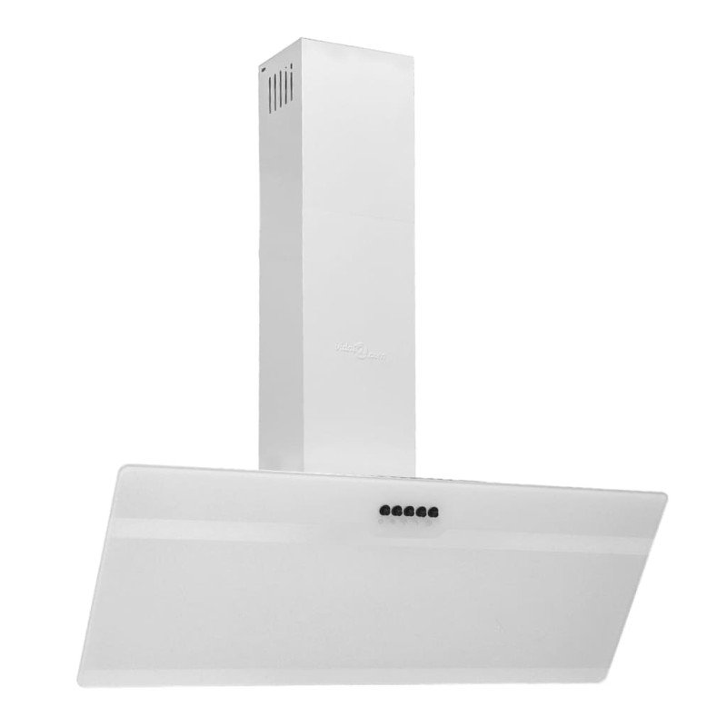 vidaXL Nástenný digestor 90 cm oceľ a tvrdené sklo biely