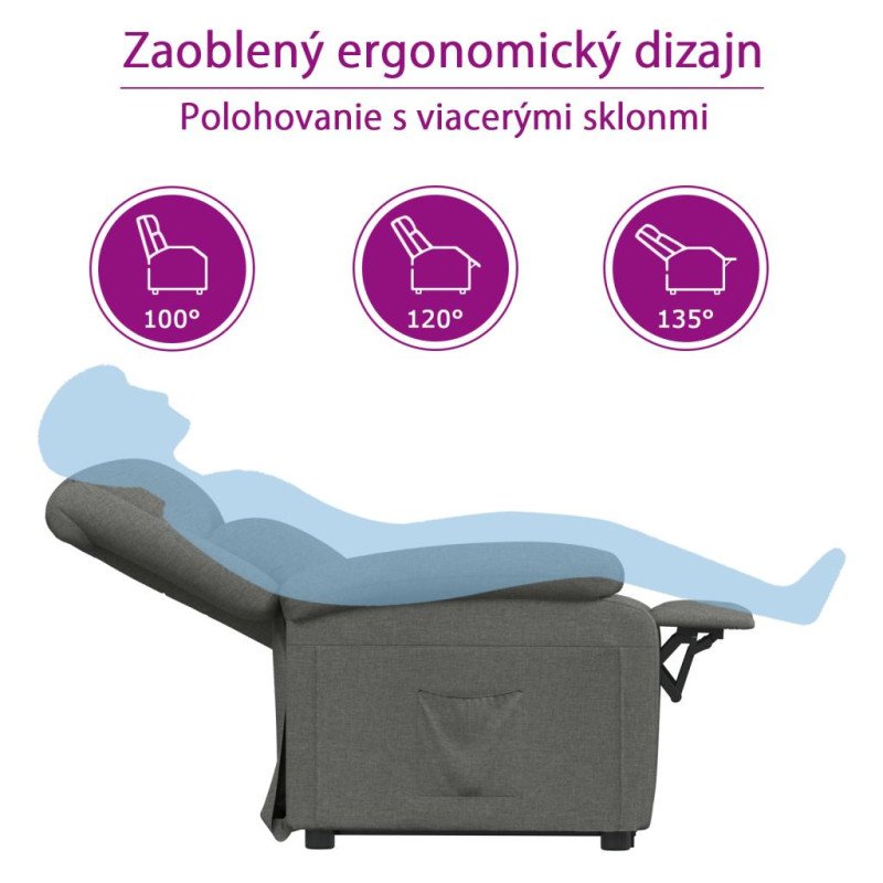 vidaXL Sklápacie kreslo s podnožkou hnedé látkové