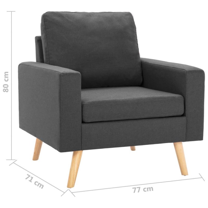 vidaXL Kreslo, tmavosivé, látka