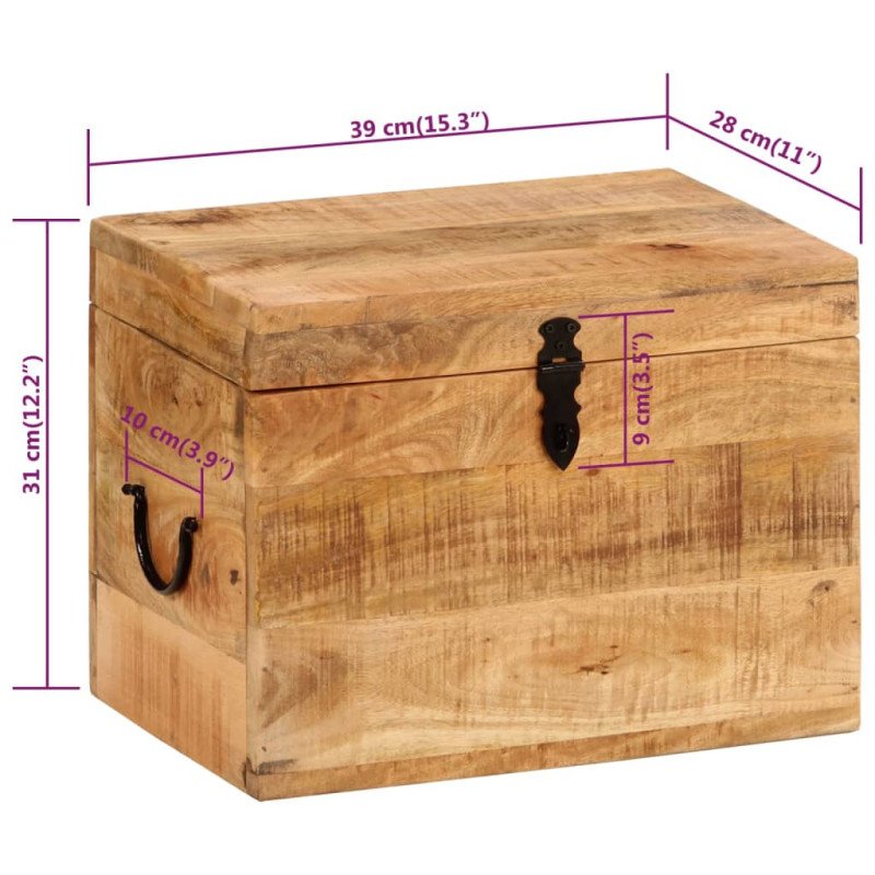 vidaXL Úložný box 39x28x31 cm mangovníkový masív