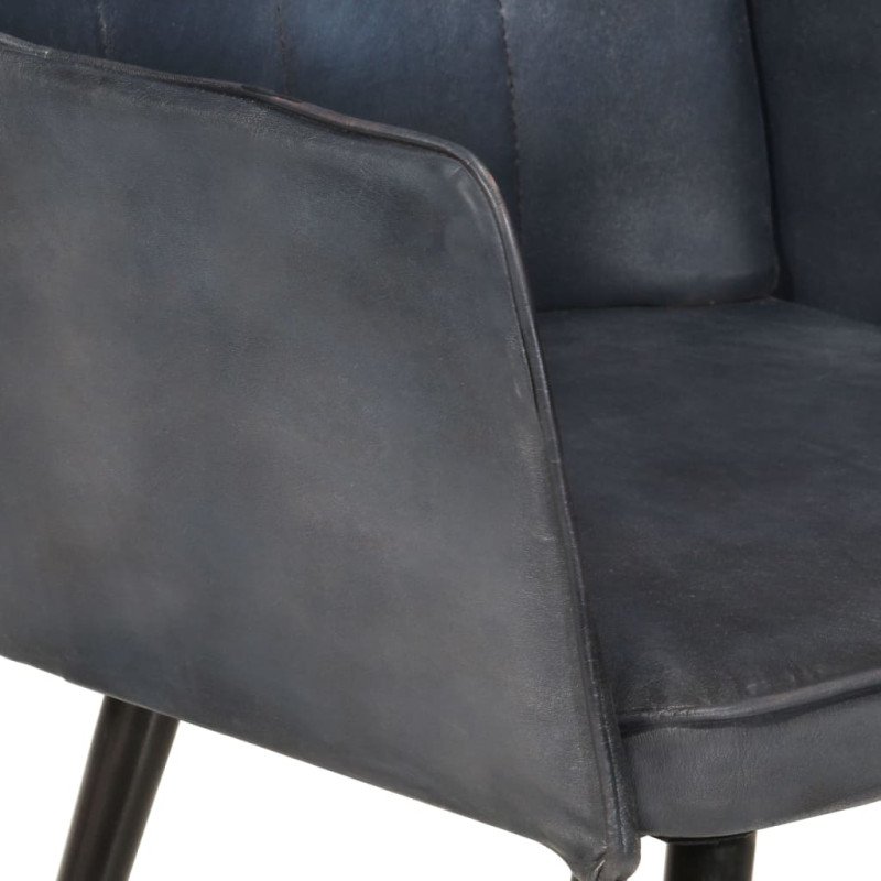 vidaXL Kreslo wingback s podnožkou sivé pravá koža