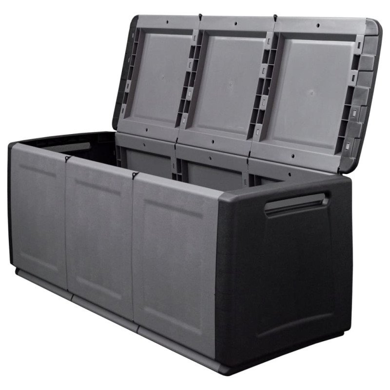 vidaXL Záhradný úložný box 138x53x57 cm 330 l tmavosivá a čierna
