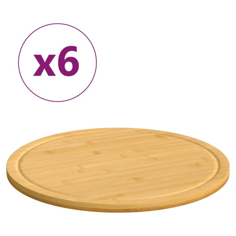 vidaXL Dosky na krájanie 6 ks Ø40x1,5 cm, bambus
