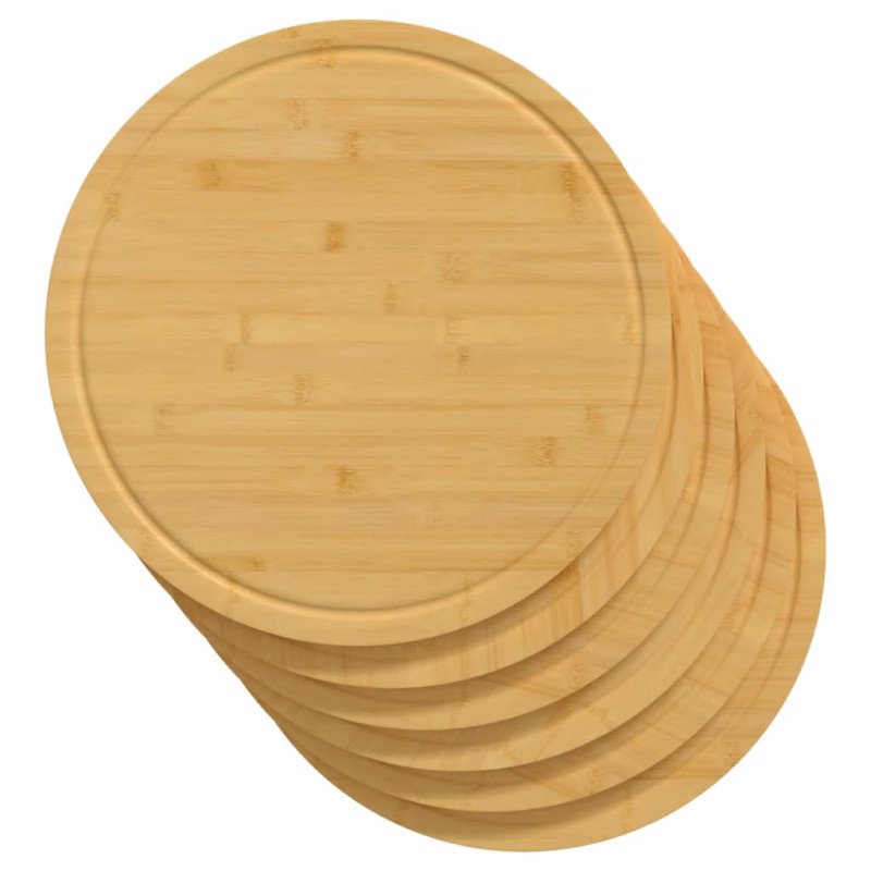 vidaXL Dosky na krájanie 6 ks Ø40x1,5 cm, bambus
