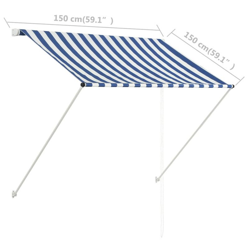 vidaXL Zaťahovacia markíza 150x150 cm modro-biela