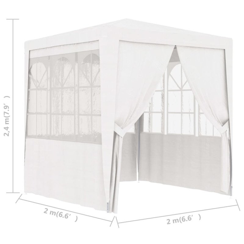 vidaXL Profesionálny párty stan+bočné steny 2x2 m, biely 90 g/m²