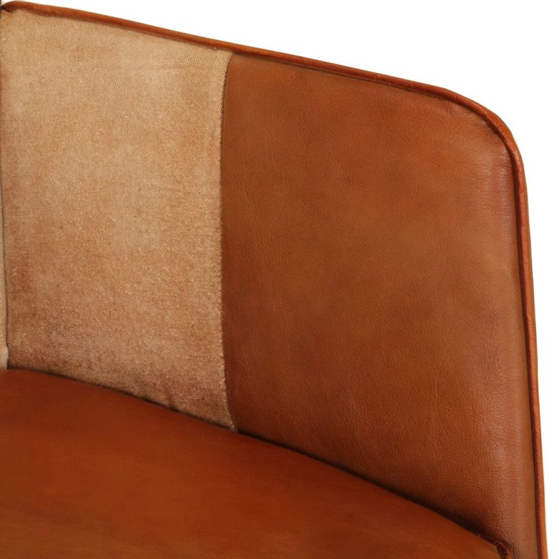 vidaXL Kreslo wingback hnedé a krémové pravá koža