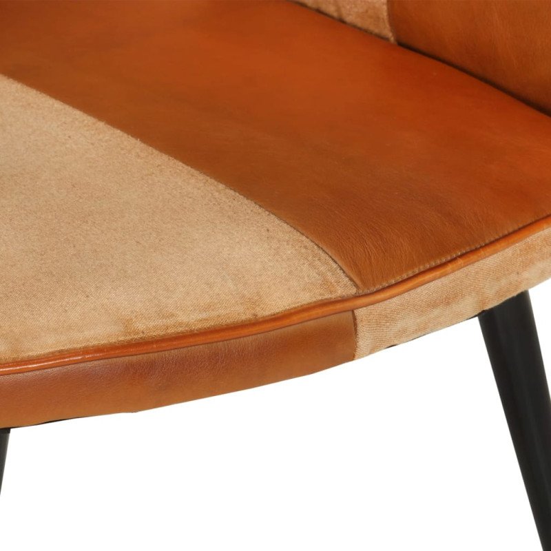 vidaXL Kreslo wingback hnedé a krémové pravá koža