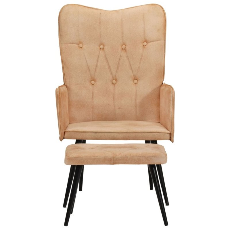 vidaXL Kreslo wingback s podnožkou krémové plátno