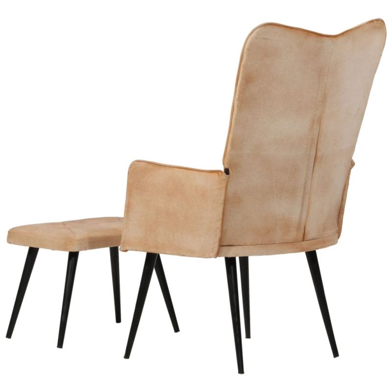 vidaXL Kreslo wingback s podnožkou krémové plátno