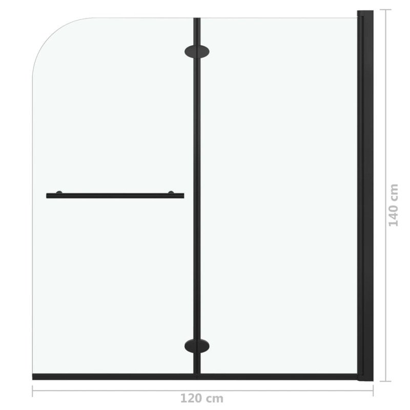 vidaXL Skladací sprchový kút 2 panely 120x140 cm ESG čierny