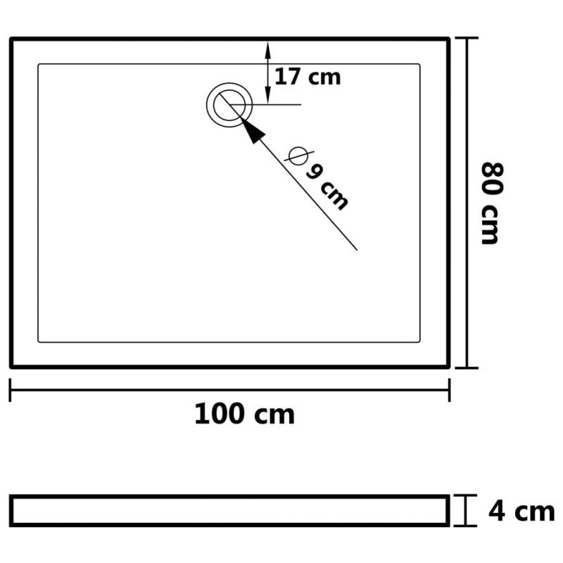 vidaXL Obdĺžniková sprchová vanička z ABS 80x100 cm