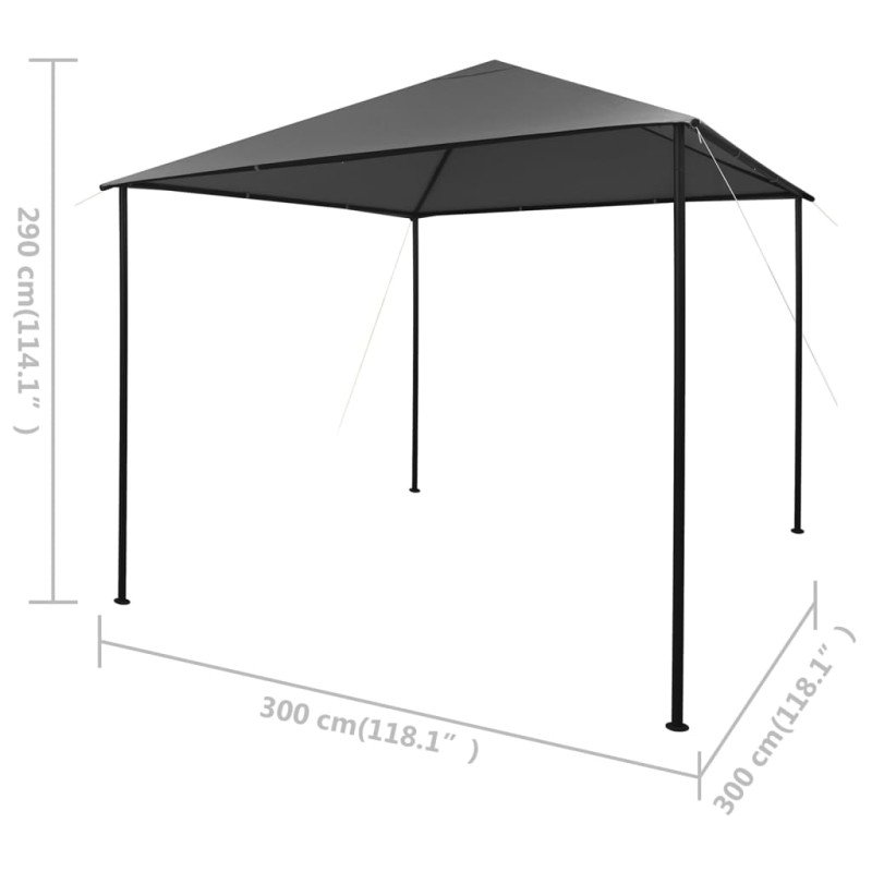 vidaXL Altánok 3x3 m, antracitový, látka a oceľ 180 g/m²