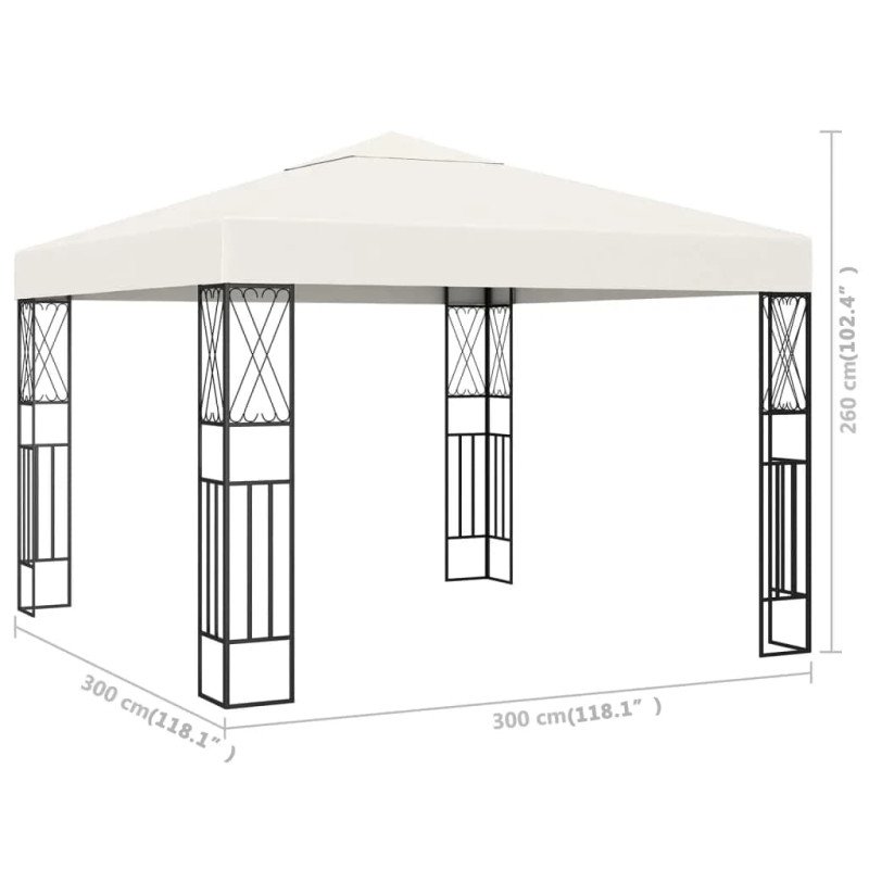vidaXL Altánok 3x3 m, krémový, látka