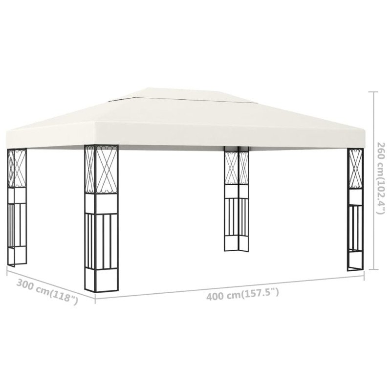 vidaXL Altánok 3x4 m, krémový, látka