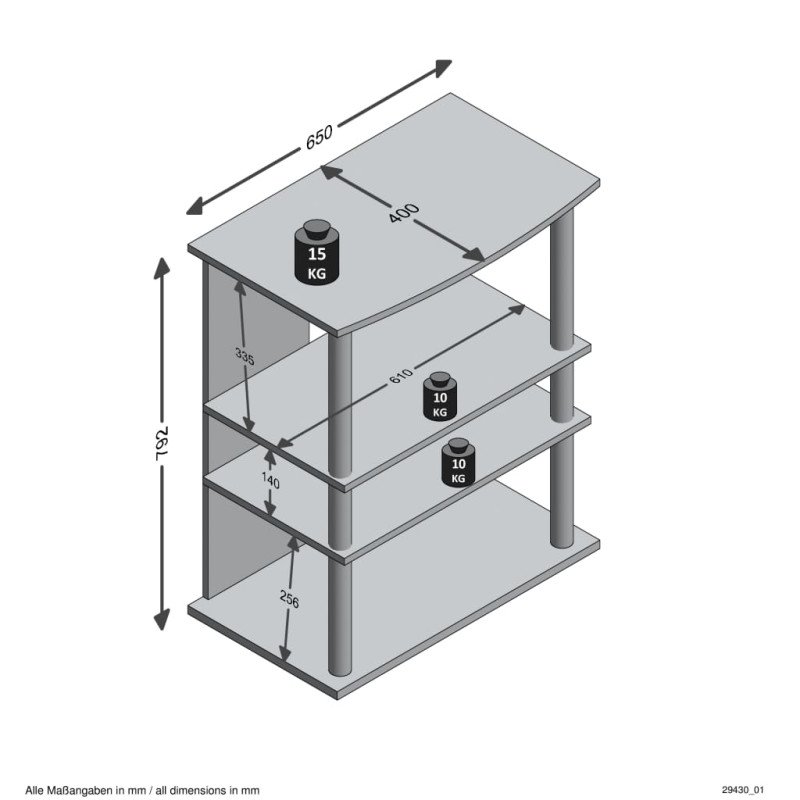 FMD Stojan na TV/Hi-Fi s 3 priehradkami 65x40x79,2cm dub