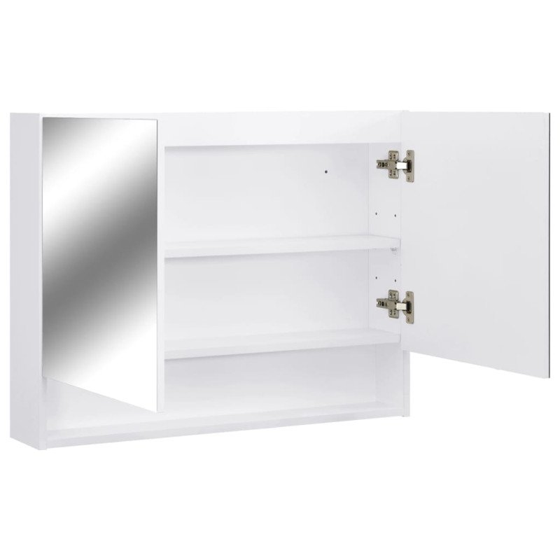 vidaXL LED kúpeľňová zrkadlová skrinka biela 80x15x60 cm MDF