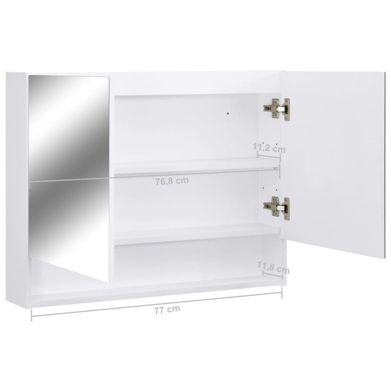 vidaXL LED kúpeľňová zrkadlová skrinka biela 80x15x60 cm MDF