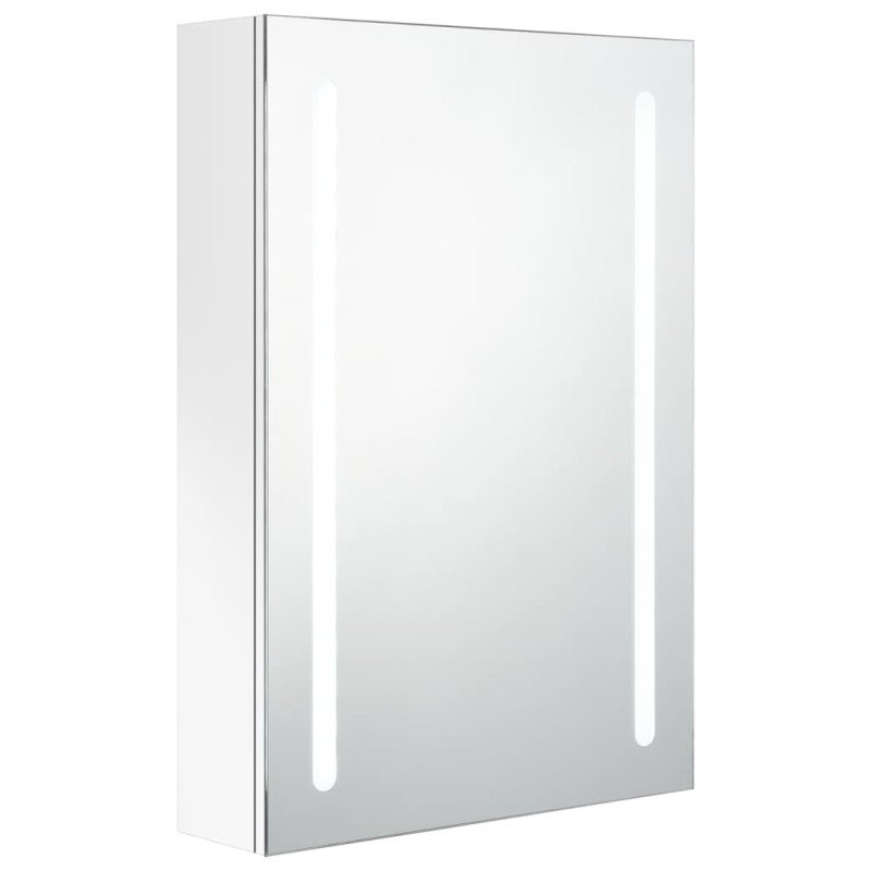vidaXL LED kúpeľňová zrkadlová skrinka žiarivá biela 50x13x70 cm