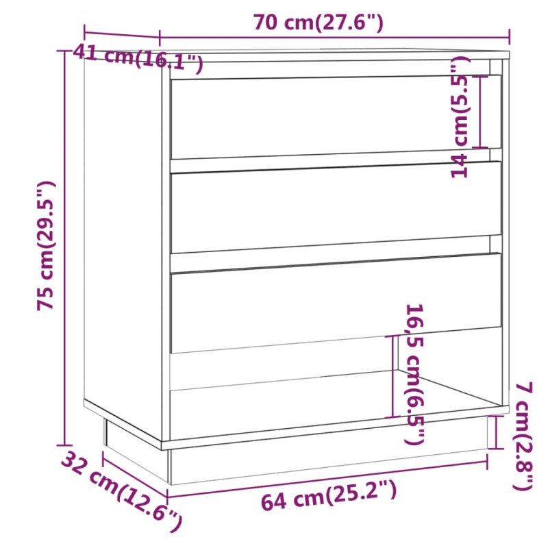 vidaXL Komoda dub sonoma 70x41x75 cm drevotrieska
