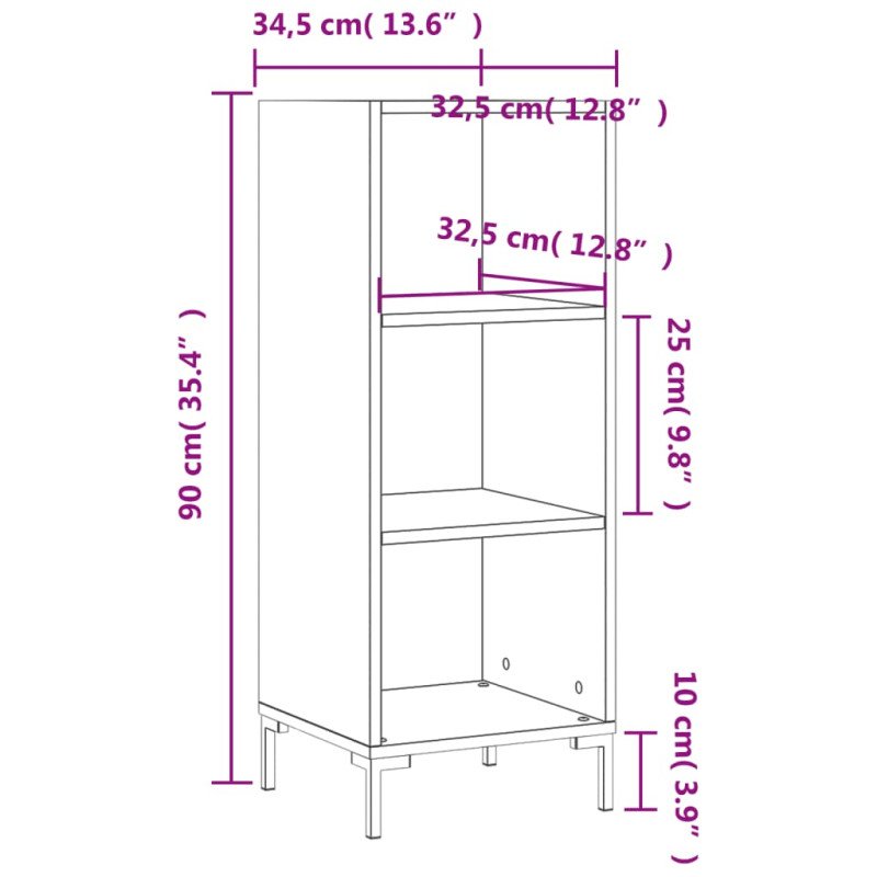 vidaXL Komoda dymový dub 34,5x32,5x90 cm kompozitné drevo