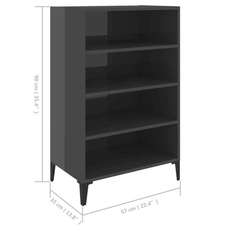 vidaXL Komoda, lesklá sivá 57x35x90 cm, kompozitné drevo