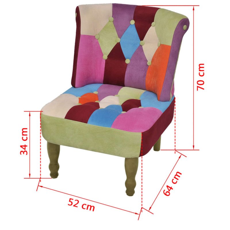vidaXL Francúzske kreslo v štýle patchwork, látka