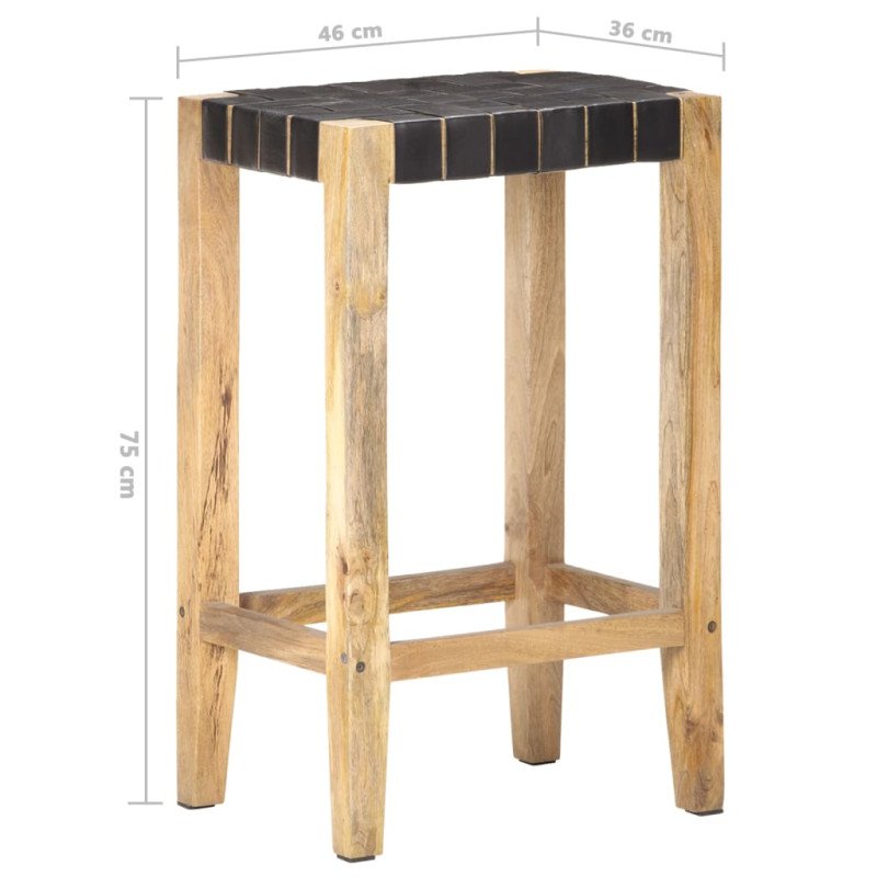 vidaXL Barové stoličky 2 ks čierne pravá koža 75 cm