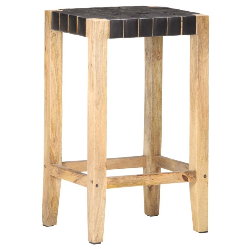 vidaXL Barové stoličky 2 ks čierne pravá koža 75 cm