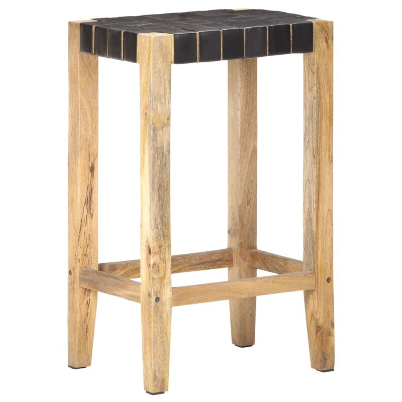 vidaXL Barové stoličky 2 ks čierne pravá koža 75 cm