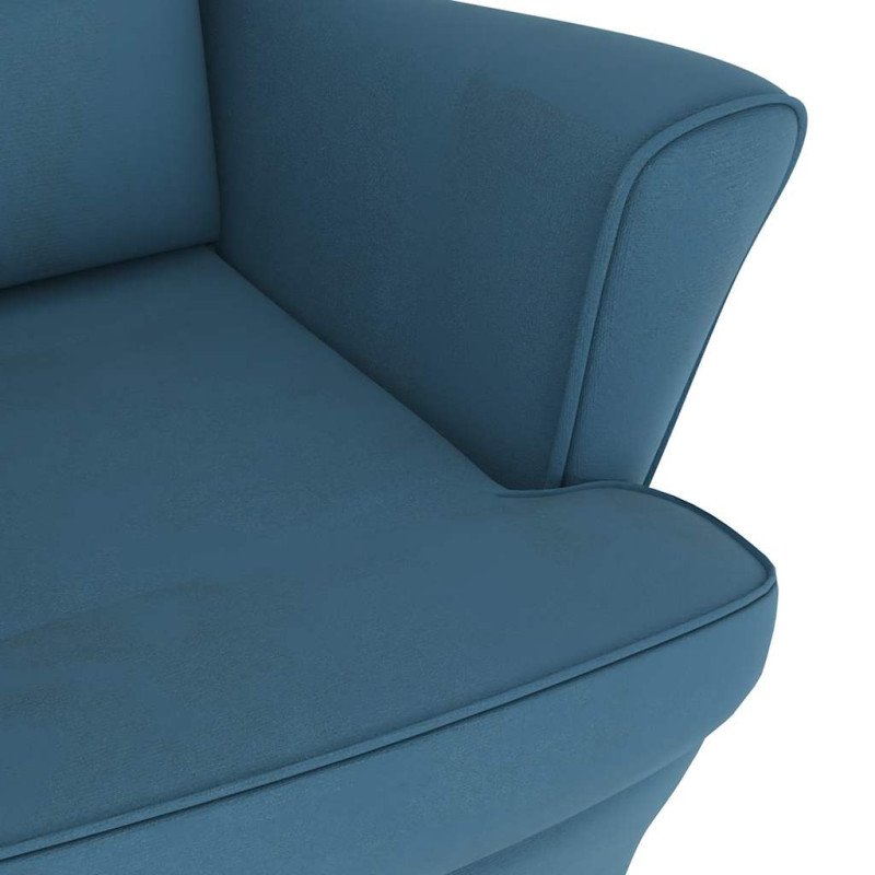 vidaXL Hojdacie kreslo s nohami z masívneho kaučuku modré zamatové