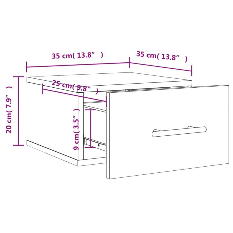 vidaXL Nástenné nočné stolíky 2 ks dymový dub 35x35x20 cm