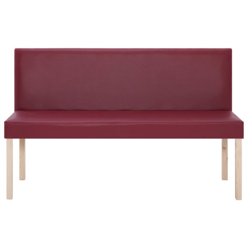 vidaXL Lavica z umelej kože 139,5 cm vínovo-červená