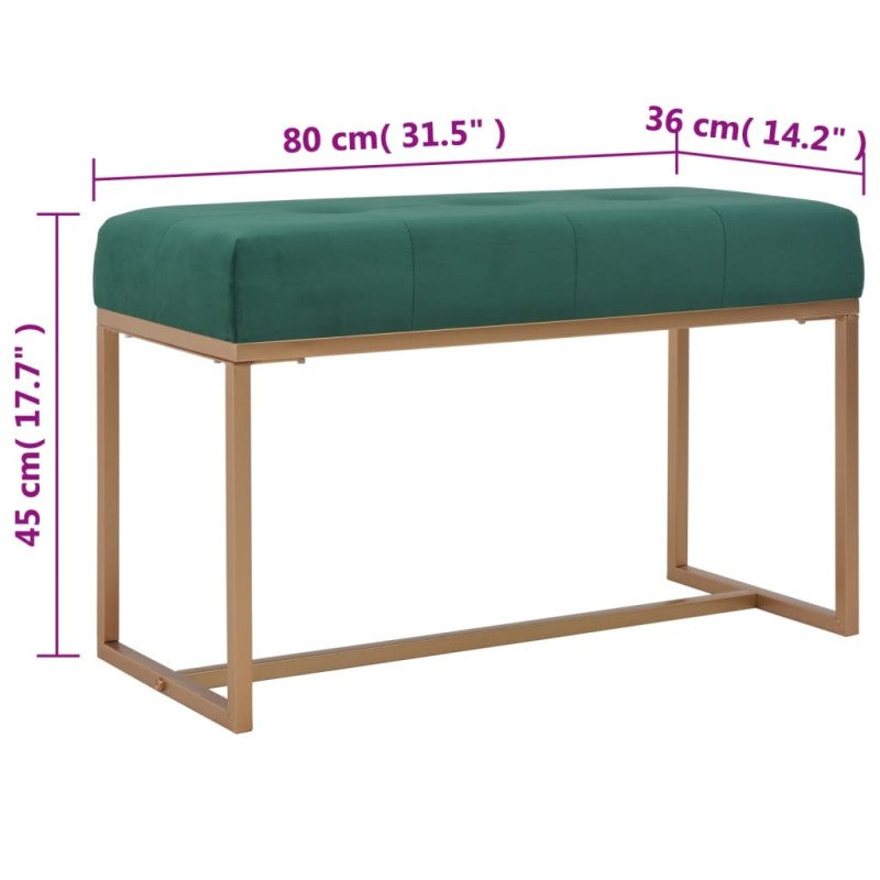 vidaXL Lavička 80 cm zelená zamatová